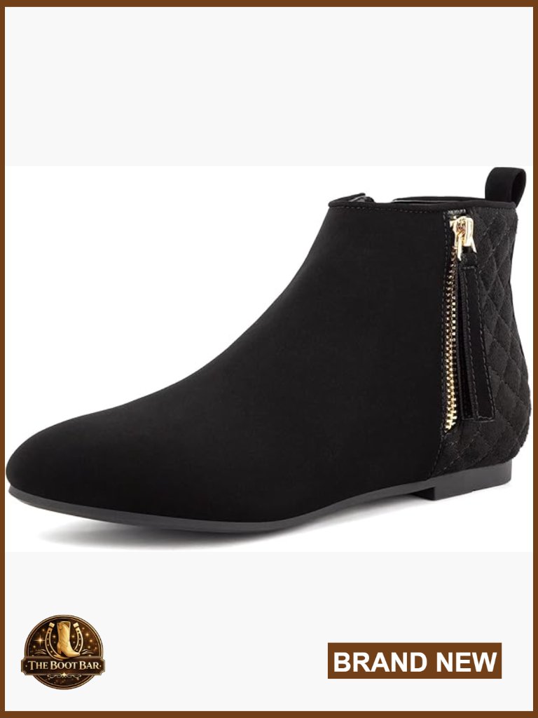 Women's Ankle Boots Flat Low Heel Zipper Chelsea Winter Booties Suede